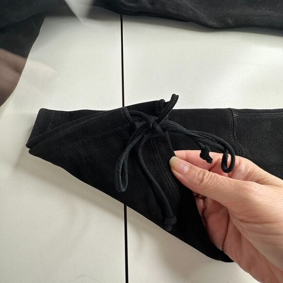 Stuart Weitzman Black Suede Lowland Over-The-Knee Flat Heel Lace up Boots 7 - Picture 8 of 16